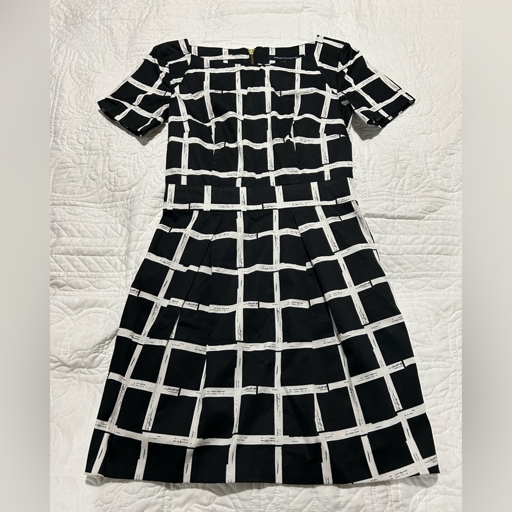 French Connection Black and White Grid Dress